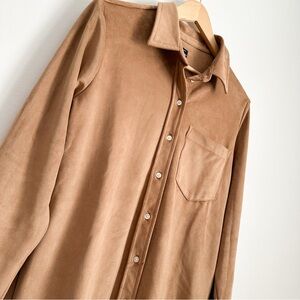 Gap tan faux Suede button down shirt